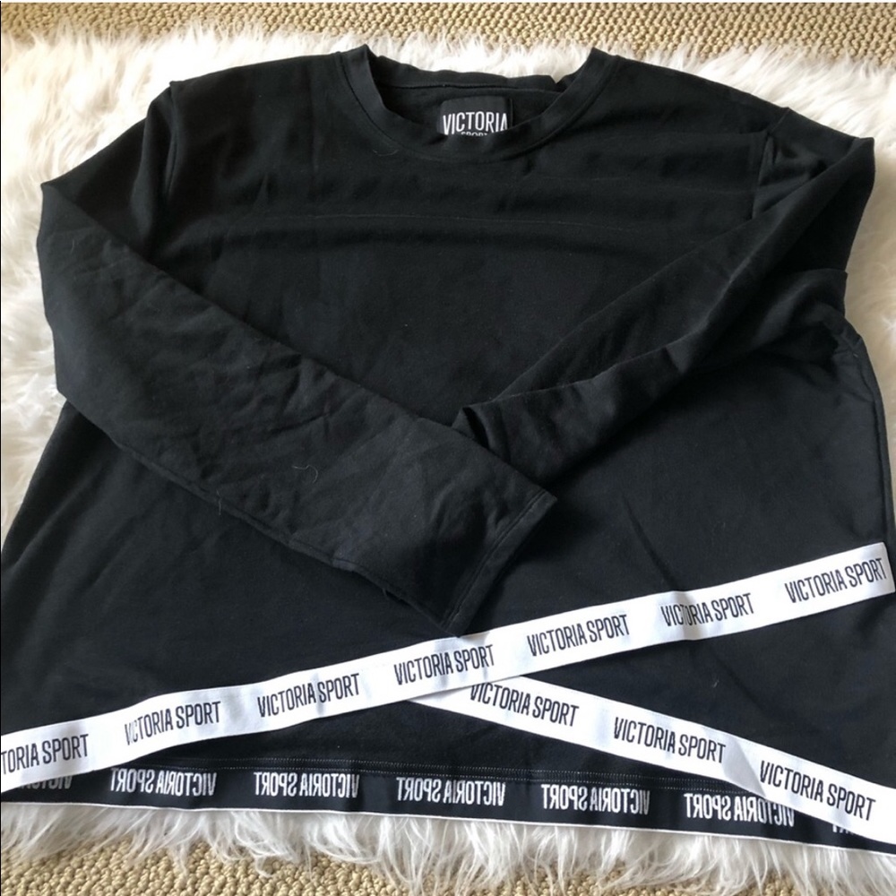NWOT Victoria’s Secret Sport XL sweater workout crewneck sweatshirt black white